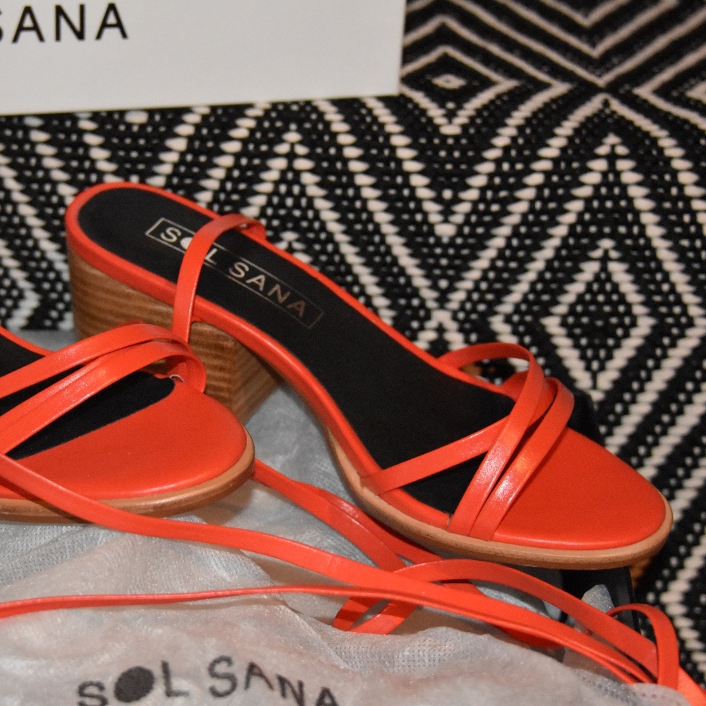 Sol Sana Poppy colored ankle wrap sandals - Sz 36